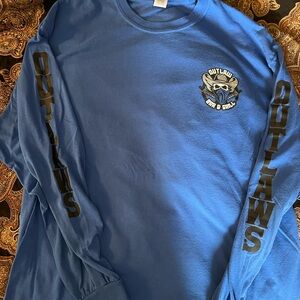 Gildan Blue Long Sleeve Tee with Outlaws Print